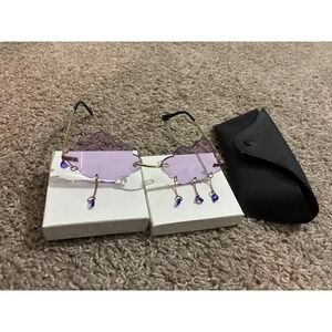 Womens Tassel Cloud Shape Rimless Unique Retro Party Shade Sunglasses W/ Case